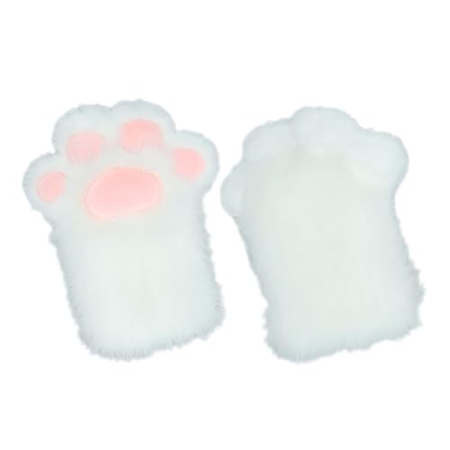 APLVFFZH Handschuhe mit Katzenpfoten, süß, warm, weich, ausgestopft, für Bühnenshows, Partys, Kostümfeste, Rosa Pads Weiß von APLVFFZH