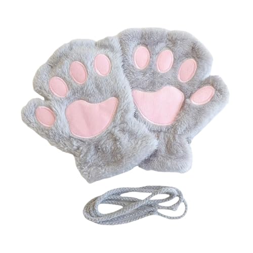 APLVFFZH Katzenkrallen-Handschuhe, Foto-Requisiten, Fingerlose Handschuhe für Maskerade, Halloween, Karneval, Grau von APLVFFZH