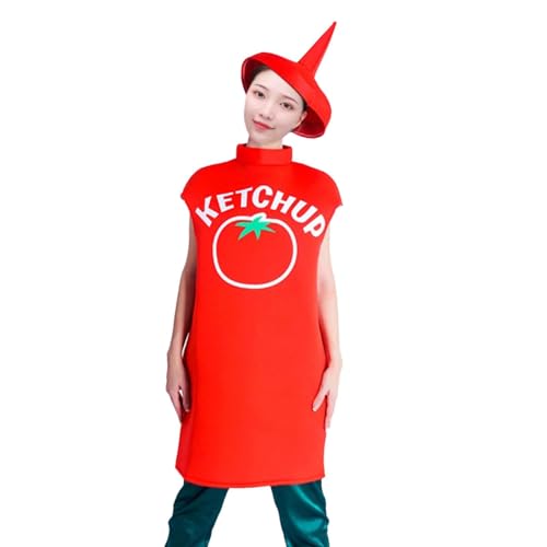 APLVFFZH Ketchup-Kostüm für Erwachsene, Party-Zubehör, Festival-Kostüm für Gewürze, Essen von APLVFFZH