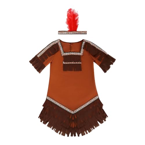 APLVFFZH Kinder Indien Kostüm Native Indian Kleid Festival Kleidung Indianer Mädchen Kostüm, L Size for Girl von APLVFFZH