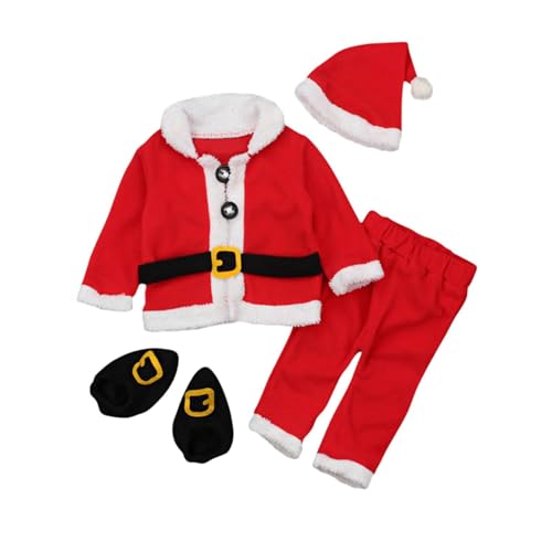 APLVFFZH Kinder Weihnachten Cosplay Outfit Set Kinder Weihnachten Santa Kostüm für Party Festliche, Höhe 90 bis 100cm von APLVFFZH