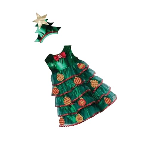 APLVFFZH Kinder Weihnachtsbaum Kleid mit Hut Set Dress up für Festivals Party, 100 cm von APLVFFZH