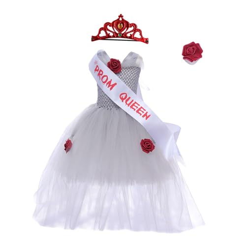 APLVFFZH Mädchen Prinzessin Kostüm Kinder Zombie Ballkönigin Kostüm für Festival, Grau, XL von APLVFFZH