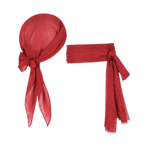 APLVFFZH Piraten Kostüm Set Turban Schärpe Piraten Bandana für Rollenspiele Mottoparty, Rot von APLVFFZH