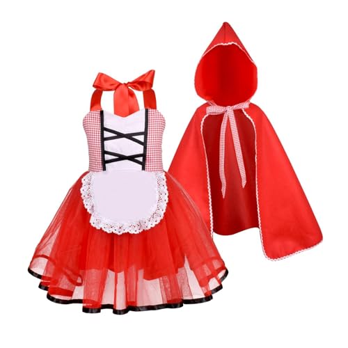 APLVFFZH Rotes Kleid für Mädchen, Umhang, Weiches Foto Requisiten Kleid Und Umhang für Party, Festival, Weihnachten von APLVFFZH