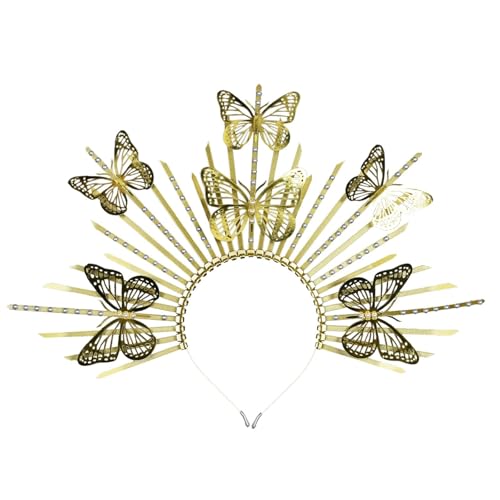 APLVFFZH Schmetterlings-Halo-Stirnband, Haar-Accessoires für Bühnenauftritte, Maskerade, Gold von APLVFFZH