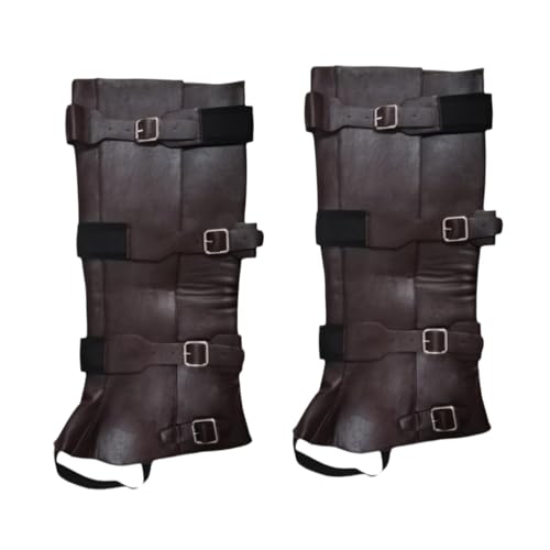 APLVFFZH Überziehstiefel für Piratenstiefel, Stiefelüberzieher für, Neuheit, Zubehör aus PU-, Steampunk, mittelalterliche Schuhüberzieher, Kaffee von APLVFFZH