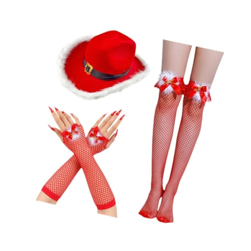 APLVFFZH Weihnachts-Cowboyhut, Lange Fingerlose Handschuhe für Karneval von APLVFFZH