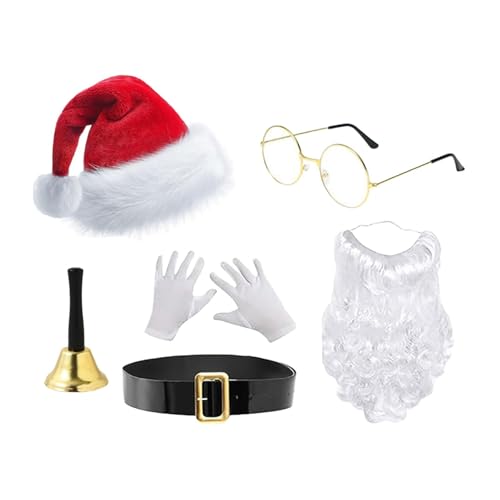 APLVFFZH Weihnachtsmann-Kostüm-Zubehör, kreatives Weihnachtskostüm für Maskerade, 6er Set von APLVFFZH