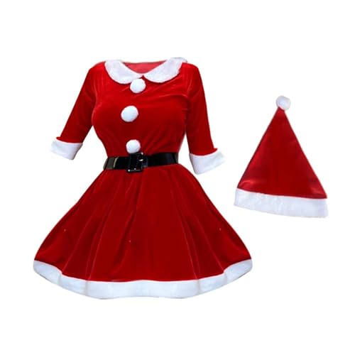 APLVFFZH Weihnachtsmann-Kostümkleid für Damen, Weihnachtskleid für Festival-Nachtclub, Rot von APLVFFZH