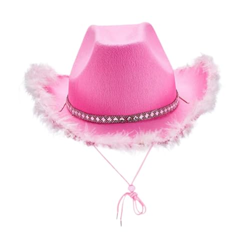 APLVFFZH Western Cowboy Hat Kostümhut Mode Erwachsene komfortable Cowgirl Hat Cowgirl und spielen für Performance Beach Cosplay, A Type Pink von APLVFFZH