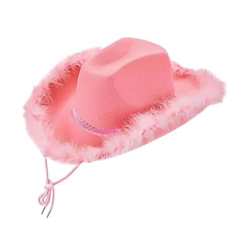 APLVFFZH Western Cowboyhut Retro Feather Cowgirl Hut für Rollenspiele Partyzubehör, Rosa von APLVFFZH