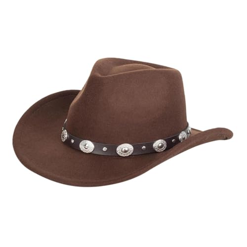 APLVFFZH Westernhut Cowboyhut Fedorahut für Karneval Outdoor Fasching, Style B Coffee von APLVFFZH