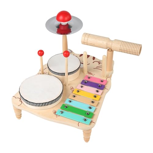 APLVFFZH Xylophon-Trommel-Set, Musiktisch, Holz-Xylophon, Musikspielzeug, Baby-Trommel-Set von APLVFFZH