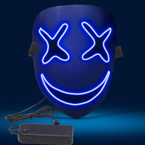 APODESS Halloween Maske Led Purge Maske Cyberpunk Maske The Purge Kostüm Leuchtende Mask Neon Horror Clown Maske für Joker Kostüm Herren Damen Fasching Karneval als Cosplay Kostüm Requisite von APODESS