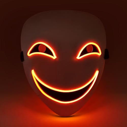 APODESS Anime Maske Halloween Maske Led Cosplay Maske Leuchtend Purge Maske im Dunkeln Leucht Cyberpunk Maske 3 Blinkmodi für Fasching Karneval als Cosplay-Kostüm Requisite für Herren Damen von APODESS