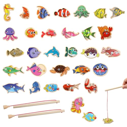 APOMOONS Angelspiel Holz 31 Fische & 2 Angelruten, Magnetic Spiel Magnet Fischen,Angelspiel ab 2 Jahre & 3 Jahre Magnete Kinder Fisch Spielzeug,Fische Angeln Spiel Lustige Geschenke für Kinder APOMOONS Angelspiel Holz 31 Fische & 2 Angelruten, Magnetic Spiel Magnet Fischen,Angelspiel ab 2 Jahre & 3 Jahre Magnete Kinder Fisch Spielzeug,Fische Angeln Spiel Lustige Geschenke für Kinder von APOMOONS