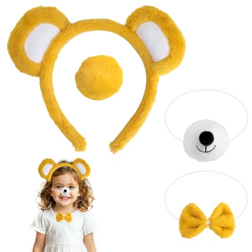 APOMOONS Bär Kostüm 4er Set, Bärenohren Haarreif Schleifen Nasen Schwänze, Bären Ohren Stirnband Kinder Damen, Bär Haarreifen, Party Accessorie für Karneval Cosplay Halloween Mottoparty, Gelb APOMOONS Bär Kostüm 4er Set, Bärenohren Haarreif Schleifen Nasen Schwänze, Bären Ohren Stirnband Kinder Damen, Bär Haarreifen, Party Accessorie für Karneval Cosplay Halloween Mottoparty, Gelb von APOMOONS