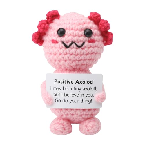 APOMOONS Positive Axolotl, Häkel Axolotl Plüschtier mit Positiver Karte, Mutmacher Geschenk Positiv Axolotl Kuscheltier Positive Geschenke, Motivationsgeschenke für Freunde, Familie, Kinder von APOMOONS