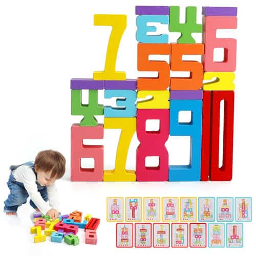 APOMOONS Wooden Number Building Blocks,Holz-Ziffer-Bauklötze, Holz-Stapel-Bauklötze, Sensorische Ziffernklötze, 1-10 Ziffernspiel Gleichgewichtswettbewerb, Geschenk für Jungen und Mädchen (1 Set) APOMOONS Wooden Number Building Blocks,Holz-Ziffer-Bauklötze, Holz-Stapel-Bauklötze, Sensorische Ziffernklötze, 1-10 Ziffernspiel Gleichgewichtswettbewerb, Geschenk für Jungen und Mädchen (1 Set) von APOMOONS