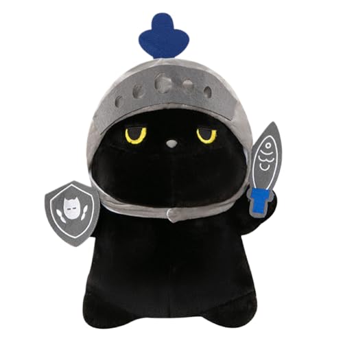 Schwarze Katze Ritter Puppe，Schwarze Katze Puppe，Plüsch Schwarze Katze Puppe，Schwarze Katze Puppe Doll，Schwarze Katze Puppe Ornament，Plüschtier chwarze Katze Pupp，Schwarze Katze Puppe Plüschpuppe30cm von APPCRFM