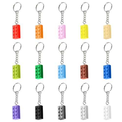 Schlüsselanhänger Bausteine 15 Stück Kunststoff Anhänger Schlüsselbund Anhänger Dekorative Schlüsselanhänger Schlüsselanhänger Brick Keychain für Lego Schlüsselanhänger Geburtstag Party Bag Fillings von APRRMLIZW