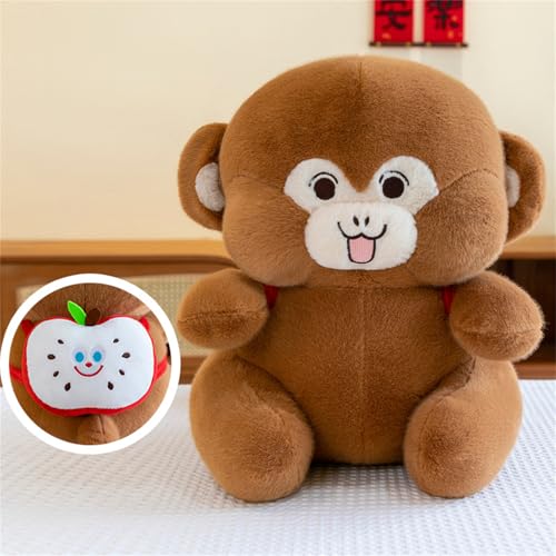 AFFE Stofftier Plüschtiere, Obst AFFE Kuscheltier Spielzeug Puppe, Weiche Niedliche Sitzend Flauschige Monkey Plüsch Spielzeug Kawaii Plüschkissen 30/40/50 cm für Mädchen und Jungen (30 cm,Apfel) von AQCQDQ