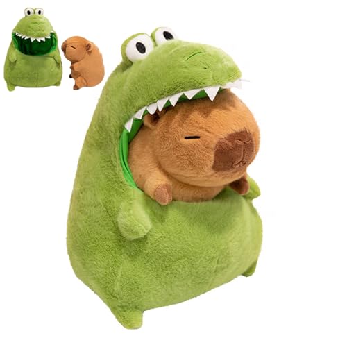 AQCQDQ Capybara Kuscheltier, Capybara Krokodil Plüschtier, 2 in 1 Removable Krokodil Plüschtier, Simulation Krokodil Capybara Plüschtier, Super Weiche Krokodil Capybara Plüsch Puppe Spielzeug (30 cm) von AQCQDQ