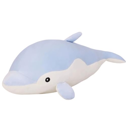 AQCQDQ Delfin-Kuschelspielzeug, Delfin-Plüschkissen, Delfin-Weichspielzeug, Perfekter weicher Kuschelspielkamerad, Schlafkissen, Geschenk. (110 cm,Blue) von AQCQDQ