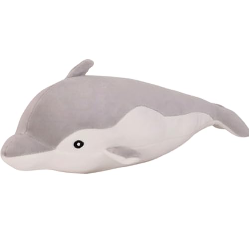 AQCQDQ Delfin-Kuschelspielzeug, Delfin-Plüschkissen, Delfin-Weichspielzeug, Perfekter weicher Kuschelspielkamerad, Schlafkissen, Geschenk. (110 cm,Grey) von AQCQDQ