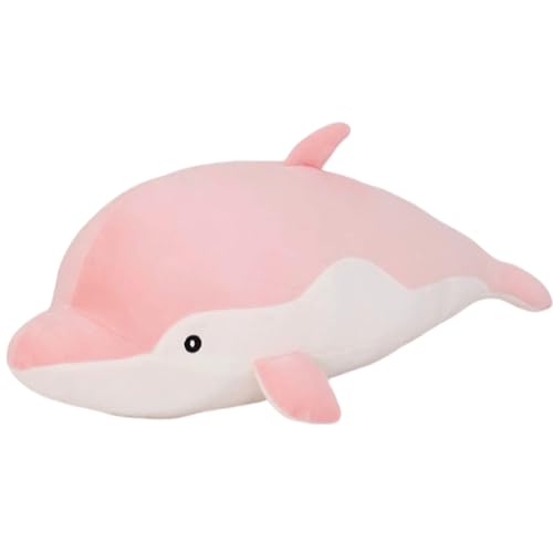 AQCQDQ Delfin-Kuschelspielzeug, Delfin-Plüschkissen, Delfin-Weichspielzeug, Perfekter weicher Kuschelspielkamerad, Schlafkissen, Geschenk. (110 cm,Powder) von AQCQDQ