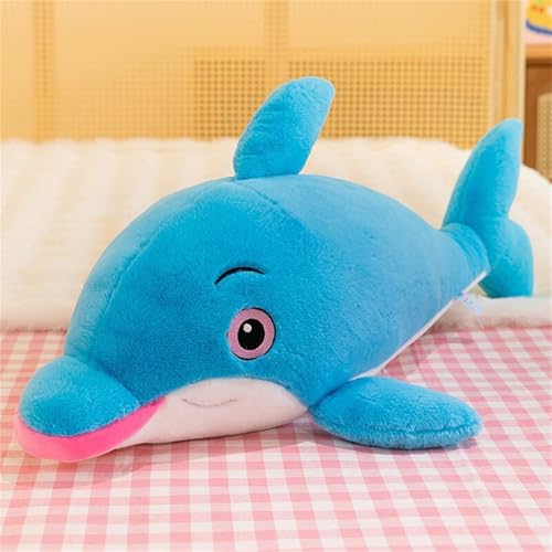 AQCQDQ Delfin Kuscheltier Plüschtiere, Delfin Figur Umarmungskissen, Super Weiches Stofftier Delfin Plüschtier Plüschkissen Meerestier Plüschspielzeug Puppen Vielseitige Raumdekoration (100 cm,Blau) von AQCQDQ