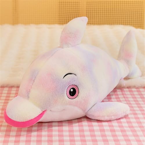 AQCQDQ Delfin Kuscheltier Plüschtiere, Delfin Figur Umarmungskissen, Super Weiches Stofftier Delfin Plüschtier Plüschkissen Meerestier Plüschspielzeug Puppen Vielseitige Raumdekoration (100 cm,Bunt) von AQCQDQ