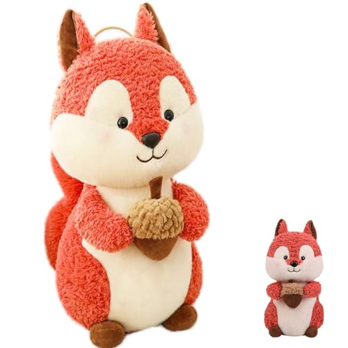 AQCQDQ Eichhörnchen Kuschelspielzeug, kuscheliges Spielzeug Squirrel Brown Plush, niedliches Eichhörnchen Püppchen, pelziges Eichhörnchen-Spielzeug für Kinder, Geburtstag. (25 cm,Orange) von AQCQDQ