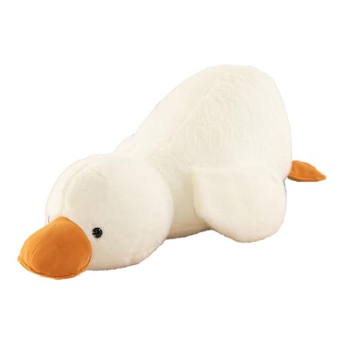 AQCQDQ Ente Stofftiere, Ente Kuscheltier, Ente Plüschtier, Ente Plushie Stofftier, Flauschig Weiche Ente Stofftiere Kissen Plüschtier, Plüsch Gans Kissen Puppe Geschenk für Kinder (100cm,Weiß) von AQCQDQ