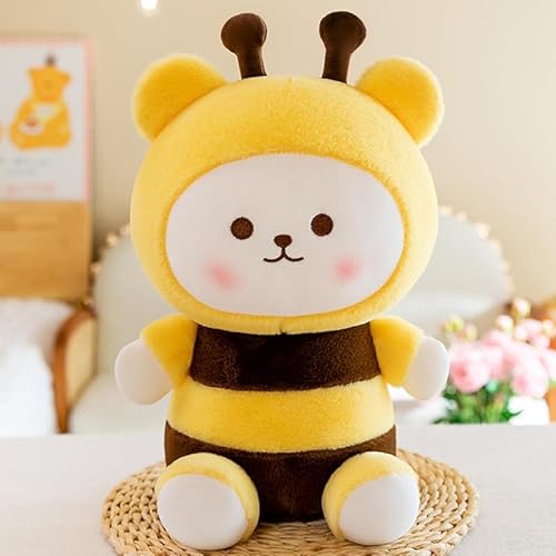 AQCQDQ Großes Bienen-Plüschtier, Plüschtier Biene Kuscheltier Stofftier Kawaii Biene Plüsch, Niedliche Verwandlungsbiene Bär Plüschpuppen, Geschenk für Kinder und Erwachsene (25 cm,Gelb) von AQCQDQ