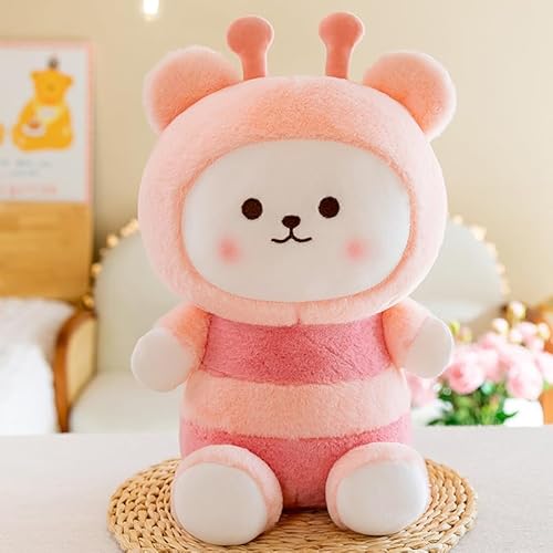 AQCQDQ Großes Bienen-Plüschtier, Plüschtier Biene Kuscheltier Stofftier Kawaii Biene Plüsch, Niedliche Verwandlungsbiene Bär Plüschpuppen, Geschenk für Kinder und Erwachsene (25 cm,Rosa) von AQCQDQ