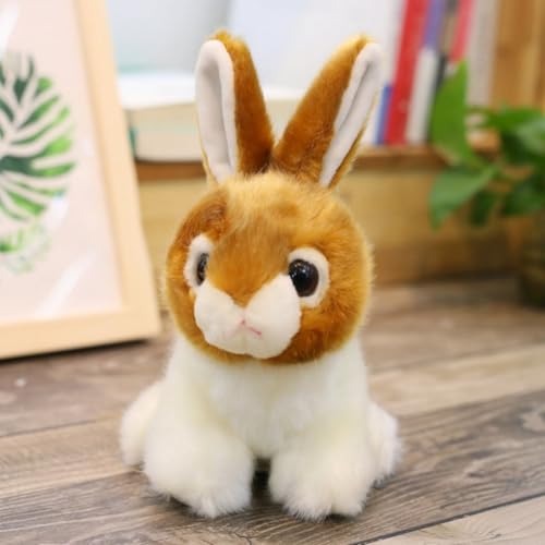 AQCQDQ Kaninchen Kuscheltier, Osterhase Plüschtier, Niedliches Weißes Kaninchen Puppe Realistische Hase Plüsch Spielzeug, Ostergeschenke für Kinder, Jungen, Mädchen (20cm,Braun) von AQCQDQ