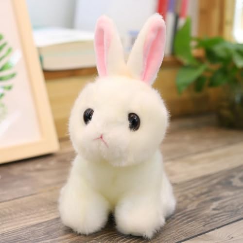 AQCQDQ Kaninchen Kuscheltier, Osterhase Plüschtier, Niedliches Weißes Kaninchen Puppe Realistische Hase Plüsch Spielzeug, Ostergeschenke für Kinder, Jungen, Mädchen (20cm,Weiß) von AQCQDQ