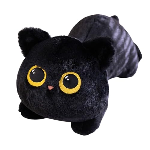 AQCQDQ Katze Plüschtier,Niedliche Schwarze Katze Plüschtiere,Gefüllte Tierkissen Spielzeug, Schwarze Katze Plüsch Puppe,Stofftierpuppe Geschenk für Kinder (50 cm,Schwarz) von AQCQDQ