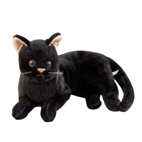 AQCQDQ Katzen-Spielzeug für Kinder, 29 cm Simulation kurzhaarige niedliche Katzenpuppe, Kawaii Flauschiges Plüschspielzeug, Plüschspielzeug, kuscheliges Spielzeug für Kinder. (29 cm,Black) von AQCQDQ