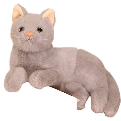 AQCQDQ Katzen-Spielzeug für Kinder, 29 cm Simulation kurzhaarige niedliche Katzenpuppe, Kawaii Flauschiges Plüschspielzeug, Plüschspielzeug, kuscheliges Spielzeug für Kinder. (29 cm,Gray) von AQCQDQ