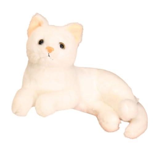 AQCQDQ Katzen-Spielzeug für Kinder, 29 cm Simulation kurzhaarige niedliche Katzenpuppe, Kawaii Flauschiges Plüschspielzeug, Plüschspielzeug, kuscheliges Spielzeug für Kinder. (29 cm,White) von AQCQDQ