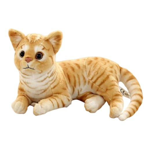 AQCQDQ Katzen-Spielzeug für Kinder, 29 cm Simulation kurzhaarige niedliche Katzenpuppe, Kawaii Flauschiges Plüschspielzeug, Plüschspielzeug, kuscheliges Spielzeug für Kinder. (29 cm,Yellow Stripe) von AQCQDQ