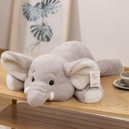 AQCQDQ Kinder Elefant Plüsch Puppe Baby Spielzeug und Plüschtier Elefant Kuscheltier für Jungen, Weiche und kuschelige Stofftiere, zum Kuscheln, Spielen und Schlafen (23 cm,Bauchlage-grau) von AQCQDQ