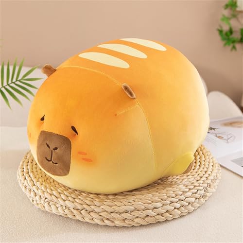 AQCQDQ Kuscheltier Capybara Plüschtiere Kopfkissen Plüschpuppe, Simulierte Abgerundete Capybara Puppen Super Weich Plüsch Kissen Brot Capybara Spielzeug Zum Kuscheln, Schlafen, Spielen (30 cm) von AQCQDQ