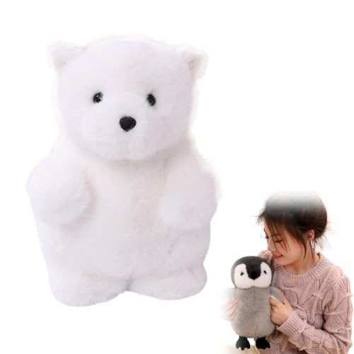 AQCQDQ Kuscheltier Eisbär, Pinguin Plüschtiere, Pinguin Eisbär Puppe Simulation Plüschtier, Stofftier Schmusetier zum Kuscheln & Spielen, Plüschtier Pinguin Geschenk (23cm,Eisbär) von AQCQDQ