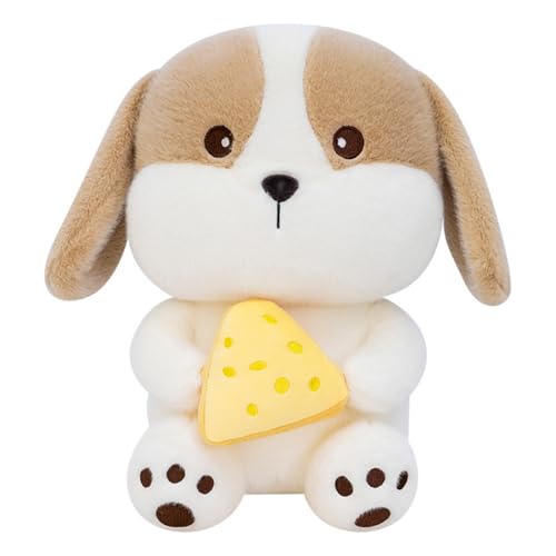 AQCQDQ Kuscheltier Hund Plüsch Hund Hundeplüschtier mit Käse in der Hand Hunde Spielzeug Stofftier Hund Geschenke für Jungen Mädchen (60cm,braun) von AQCQDQ