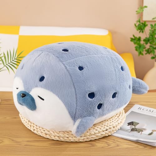 AQCQDQ Kuscheltier Seehund, Robbe Plüschtier, Siegel Plüschtier, Chubby Blob Seal Pillow, Weiches Stofftier Molliges Robben Plüschkissen, für Kinder & Erwachsene, Tolle Geschenkidee (60cm,Blau) von AQCQDQ