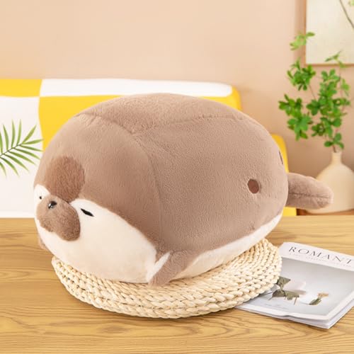 AQCQDQ Kuscheltier Seehund, Robbe Plüschtier, Siegel Plüschtier, Chubby Blob Seal Pillow, Weiches Stofftier Molliges Robben Plüschkissen, für Kinder & Erwachsene, Tolle Geschenkidee (40cm,Braun) von AQCQDQ